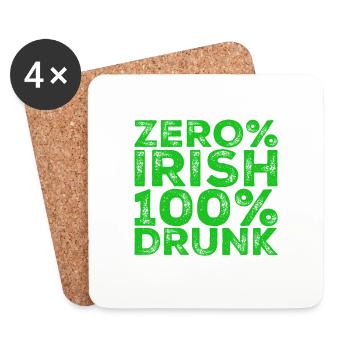 Zero% Irish, 100% drunk - Coasters (set of 4) - white - Front