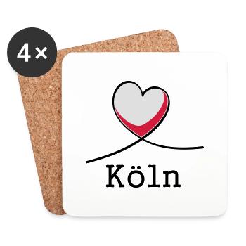 J'aime Cologne! - Dessous de verre (lot de 4) - blanc - Devant