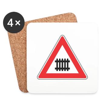 Route façon signe de train - Dessous de verre (lot de 4) - blanc - Devant
