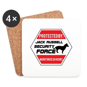 Hund / Jack Russell: Protected by Jack Russell - Untersetzer (4er-Set) - Weiß - Vorne