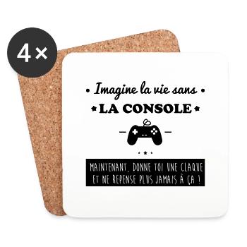 La console,geek,gamer,gaming - Dessous de verre (lot de 4) - blanc - Devant