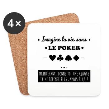 Le poker - Dessous de verre (lot de 4) - blanc - Devant