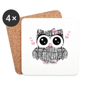 Owl Stone - Coasters (set of 4) - white - Front