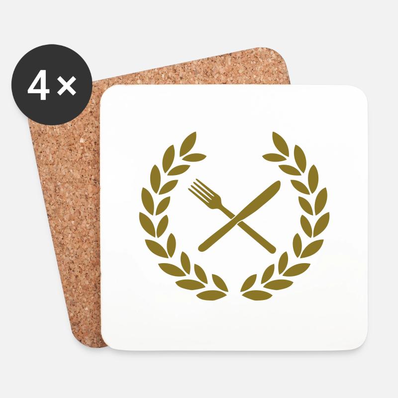 messer und gabel deluxe essen - Untersetzer (4er-Set) - Weiß