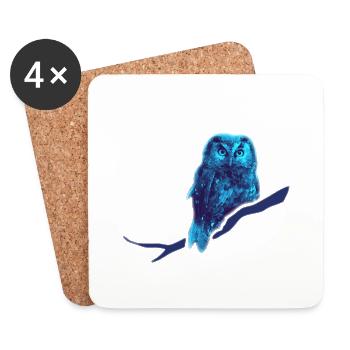 hibou grand-duc chasseurs noctambule - Dessous de verre (lot de 4) - blanc - Devant