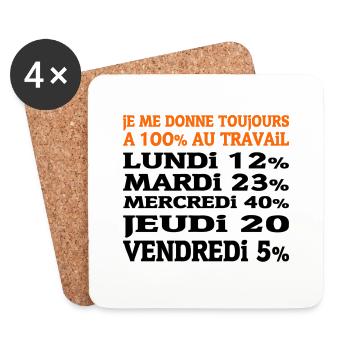 100% at work - Coasters (set of 4) - white - Front