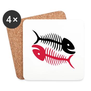 Smiling Fishbones - Untersetzer (4er-Set) - Weiß - Vorne