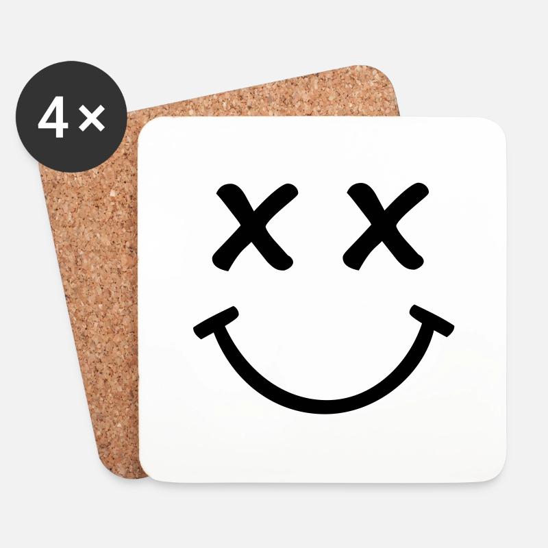Smiley - Untersetzer (4er-Set) - Weiß