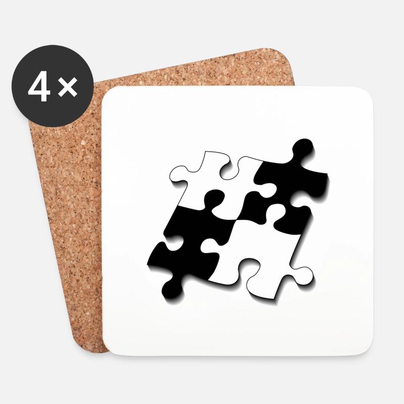 Puzzle-Teile - Untersetzer (4er-Set) - Weiß