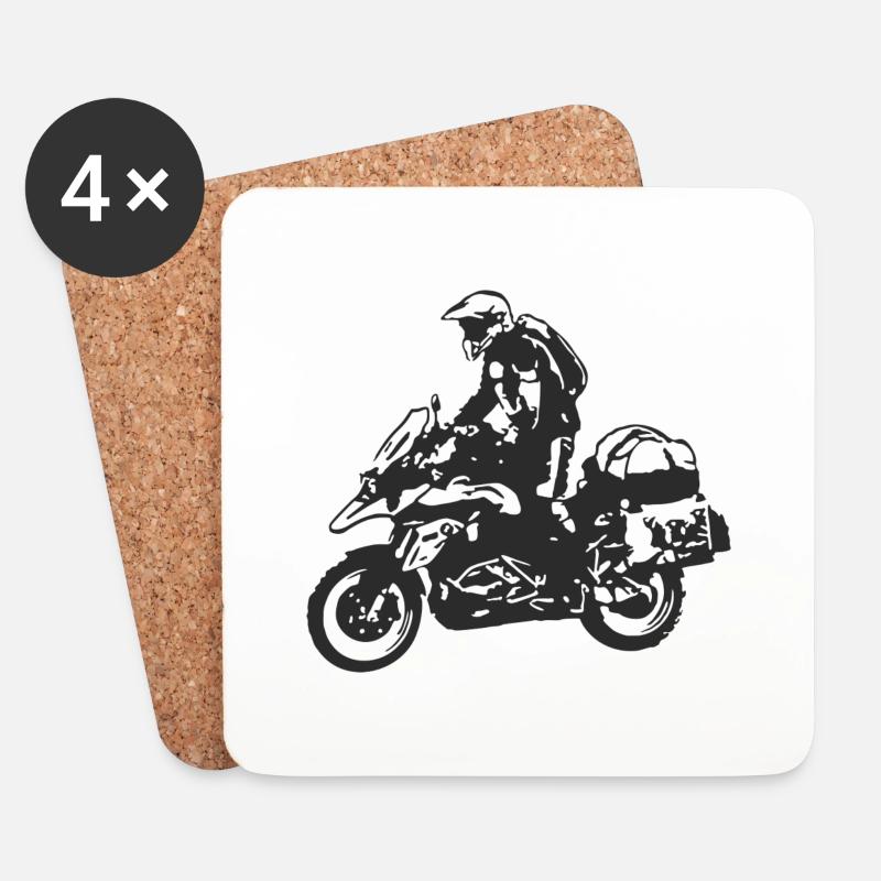 Motorrad Trail Enduro - Untersetzer (4er-Set) - Weiß