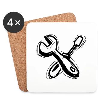 Wrenches and wrenches - Coasters (set of 4) - white - Front