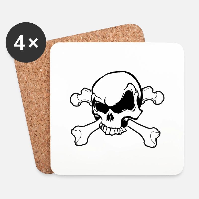 Schädel Totenkopf - Untersetzer (4er-Set) - Weiß