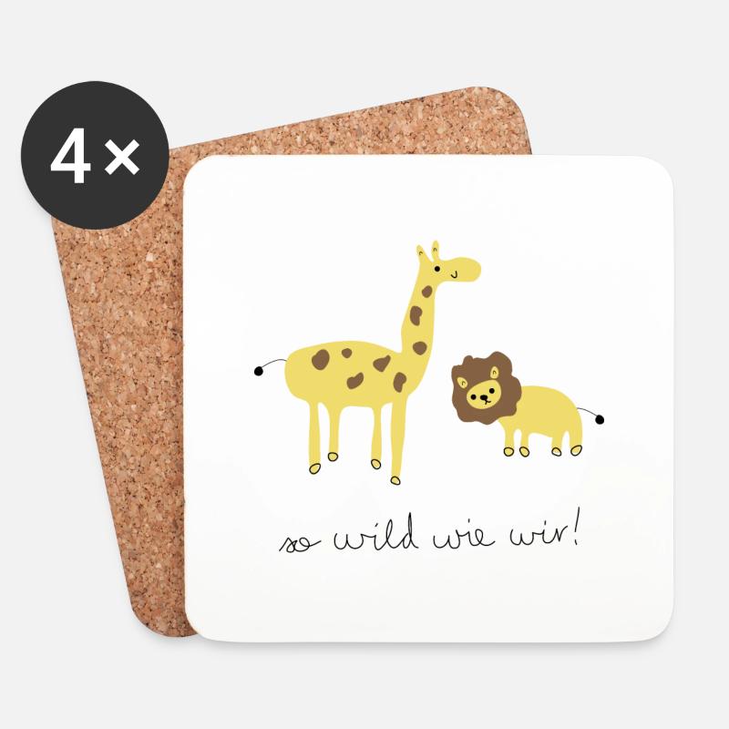So Wild wie wir (Löwe & Giraffe) - Untersetzer (4er-Set) - Weiß