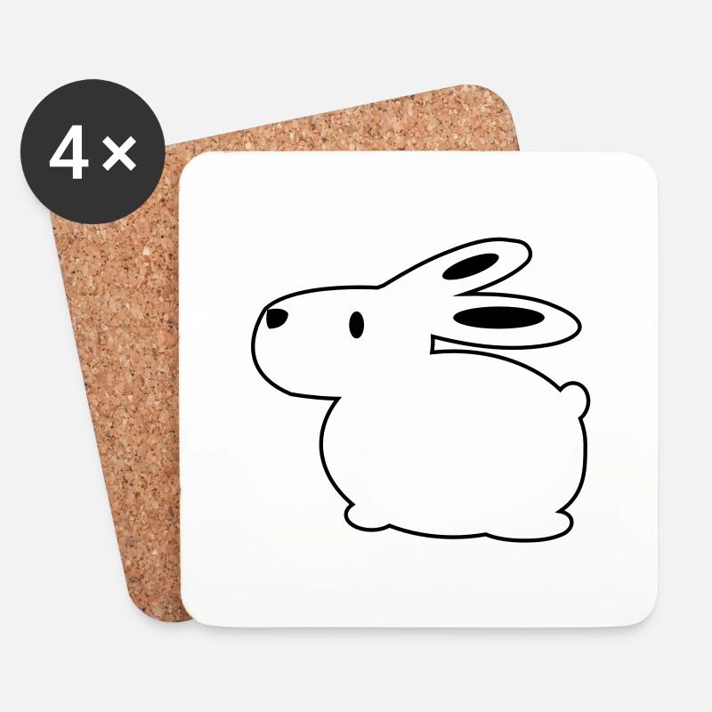 Bunny/rabbit - Coasters (set of 4) - white
