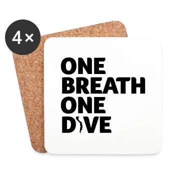One Breath One Dive IV Apnoetaucher Freediving - Untersetzer (4er-Set) - Weiß - Vorne