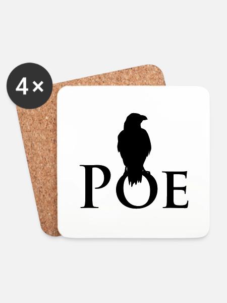 Poe Raven - Coasters (set of 4) - white