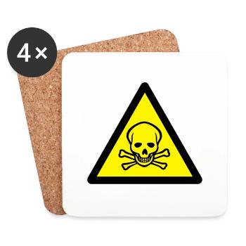 sign_2c_warning_skull - Dessous de verre (lot de 4) - blanc - Devant