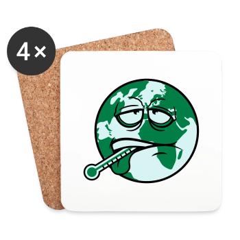 earth sick virus bacteria thermometer humanity - Coasters (set of 4) - white - Front