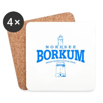 Borkum Nordsee (blau) - Untersetzer (4er-Set) - Weiß - Vorne