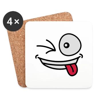 crazy_grin_face - Untersetzer (4er-Set) - Weiß - Vorne