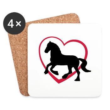 Fresian or Gypsie Cob type Horse with Heart - Untersetzer (4er-Set) - Weiß - Vorne