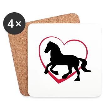 Pferd mit Herz - Untersetzer (4er-Set) - Weiß - Vorne