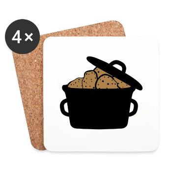 kochtopf topf viele haufen design kartoffel essen - Untersetzer (4er-Set) - Weiß - Vorne