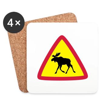 Elk warning 3clr - Coasters (set of 4) - white - Front