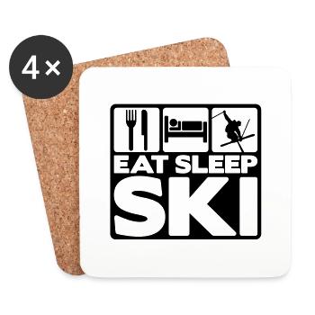 eat sleep ski 04 - Untersetzer (4er-Set) - Weiß - Vorne