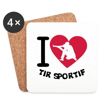 love tir sportif precision coeur2 - Dessous de verre (lot de 4) - blanc - Devant