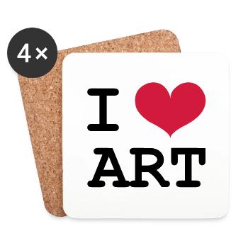 j'aime l'art - Dessous de verre (lot de 4) - blanc - Devant