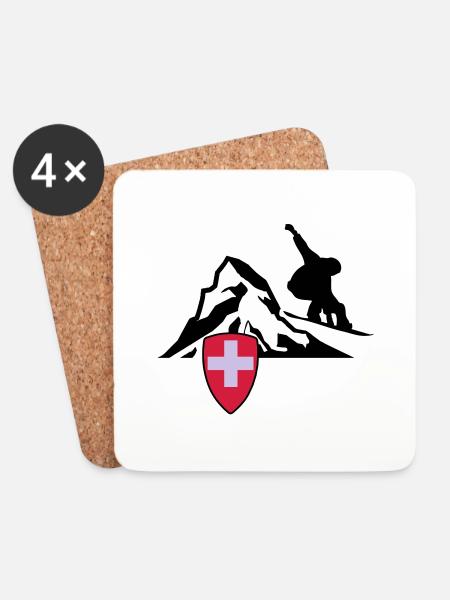 Matterhorn Zermatt Suisse - Dessous de verre (lot de 4) - blanc