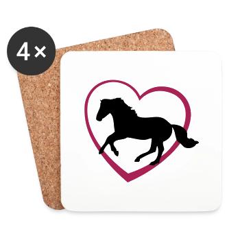 Galloping Horse with Heart - Coasters (set of 4) - white - Front