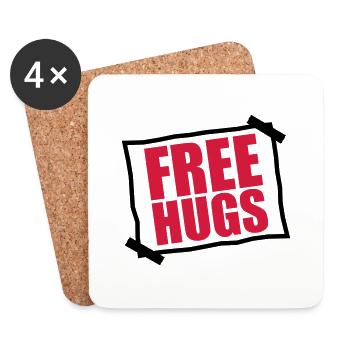 paper pasted note notices free hugs free - Coasters (set of 4) - white - Front