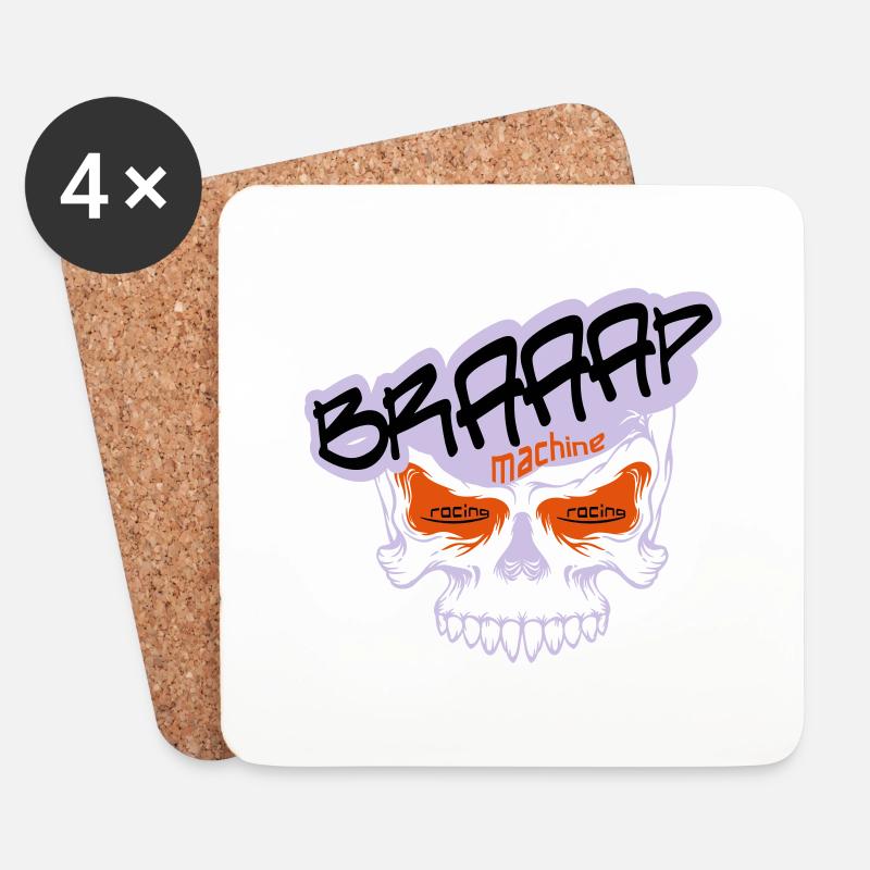 Braaap BIG Skull - Untersetzer (4er-Set) - Weiß