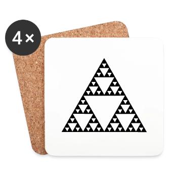 Sierpinski triangle, fractal, geometry,mathematics - Coasters (set of 4) - white - Front