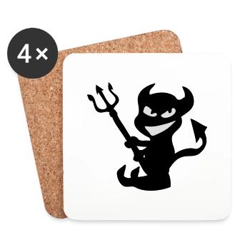 Smile evil with trident - Coasters (set of 4) - white - Front