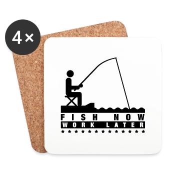 fish_now_work_later_f1 - Dessous de verre (lot de 4) - blanc - Devant