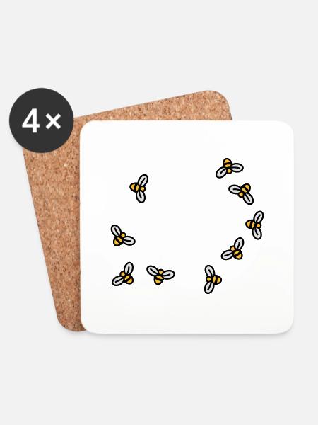 Bees - Coasters (set of 4) - white