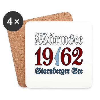 1962 Würmsee - Starnberger See - Untersetzer (4er-Set) - Weiß - Vorne