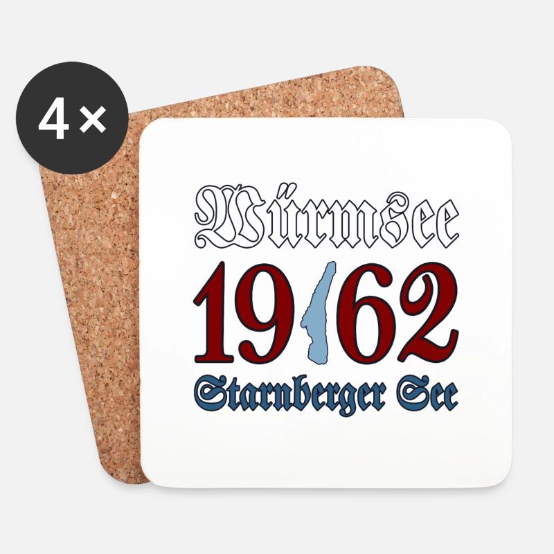 1962 Würmsee - Starnberger See - Untersetzer (4er-Set) - Weiß