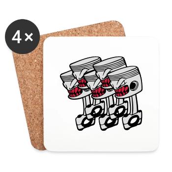 Five Pistons - Untersetzer (4er-Set) - Weiß - Vorne