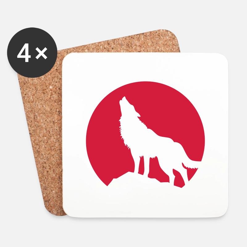 Wolf - Untersetzer (4er-Set) - Weiß