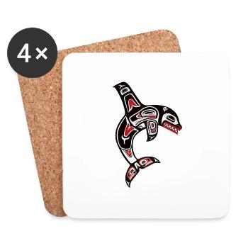 Orca Schwertwal Indianer Haida Kunst - Untersetzer (4er-Set) - Weiß - Vorne