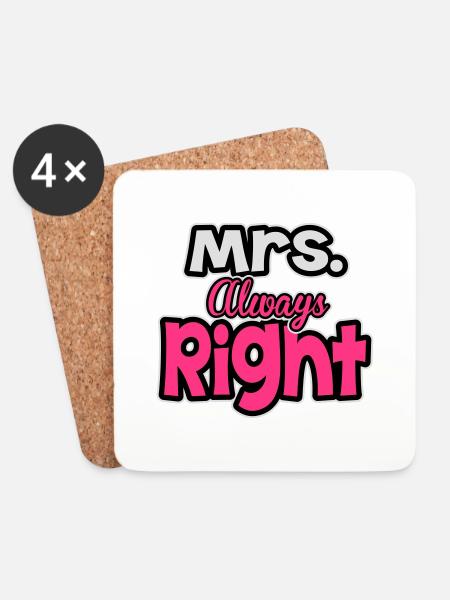 Mrs. always right - Untersetzer (4er-Set) - Weiß