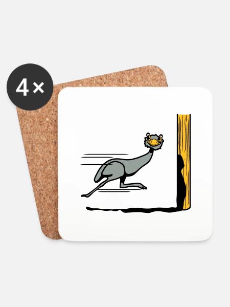 Lustig Emu Strauss rennen witzig comic Cool - Untersetzer (4er-Set) - Weiß