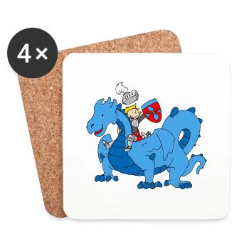 Boy Knight riding Blue Dragon - Untersetzer (4er-Set) - Weiß - Vorne