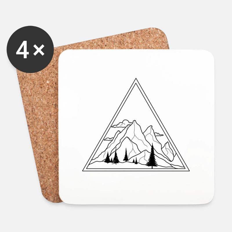 Berge - Untersetzer (4er-Set) - Weiß