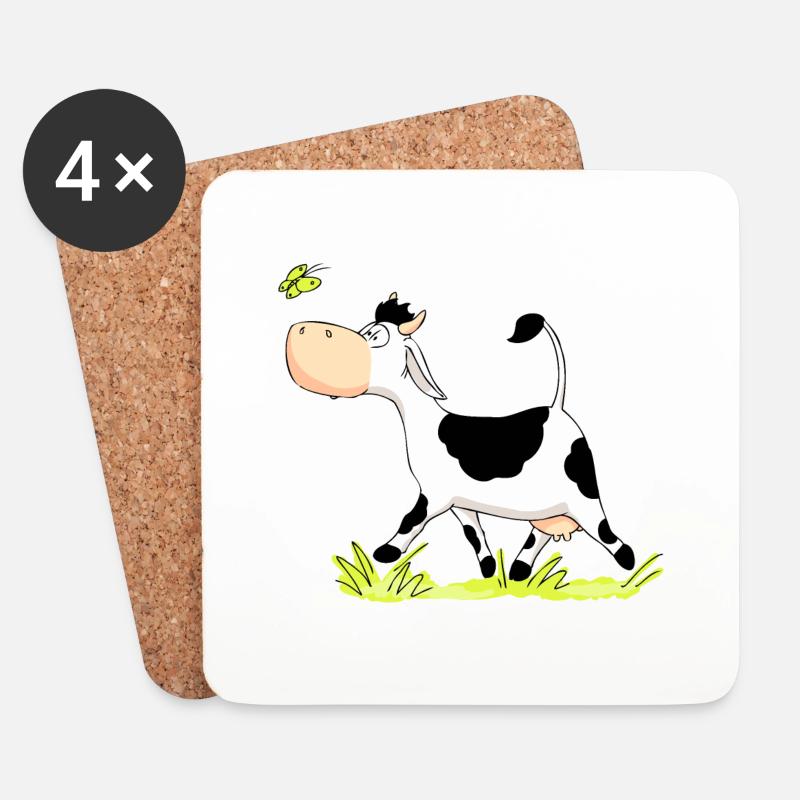 Cow chasing Butterfly - Untersetzer (4er-Set) - Weiß