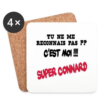 Super connard - Dessous de verre (lot de 4) - blanc - Devant